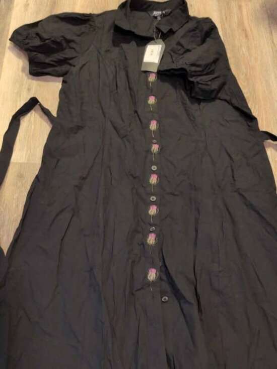 Disturbia Dresses & Skirts - DISTURBIA Despair Cotton Thistle Up Midaxi Dress Black Embroidered UK20 us 16